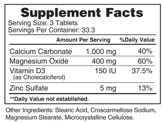 CALCIUM, MAGNESIUM AND ZINC X100