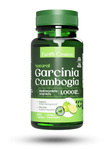 Bottle of Earth's Creation Natural Garcinia Cambogia on a white background