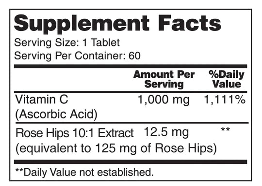 VITAMIN C + ROSE HIPS 1000mg x 100