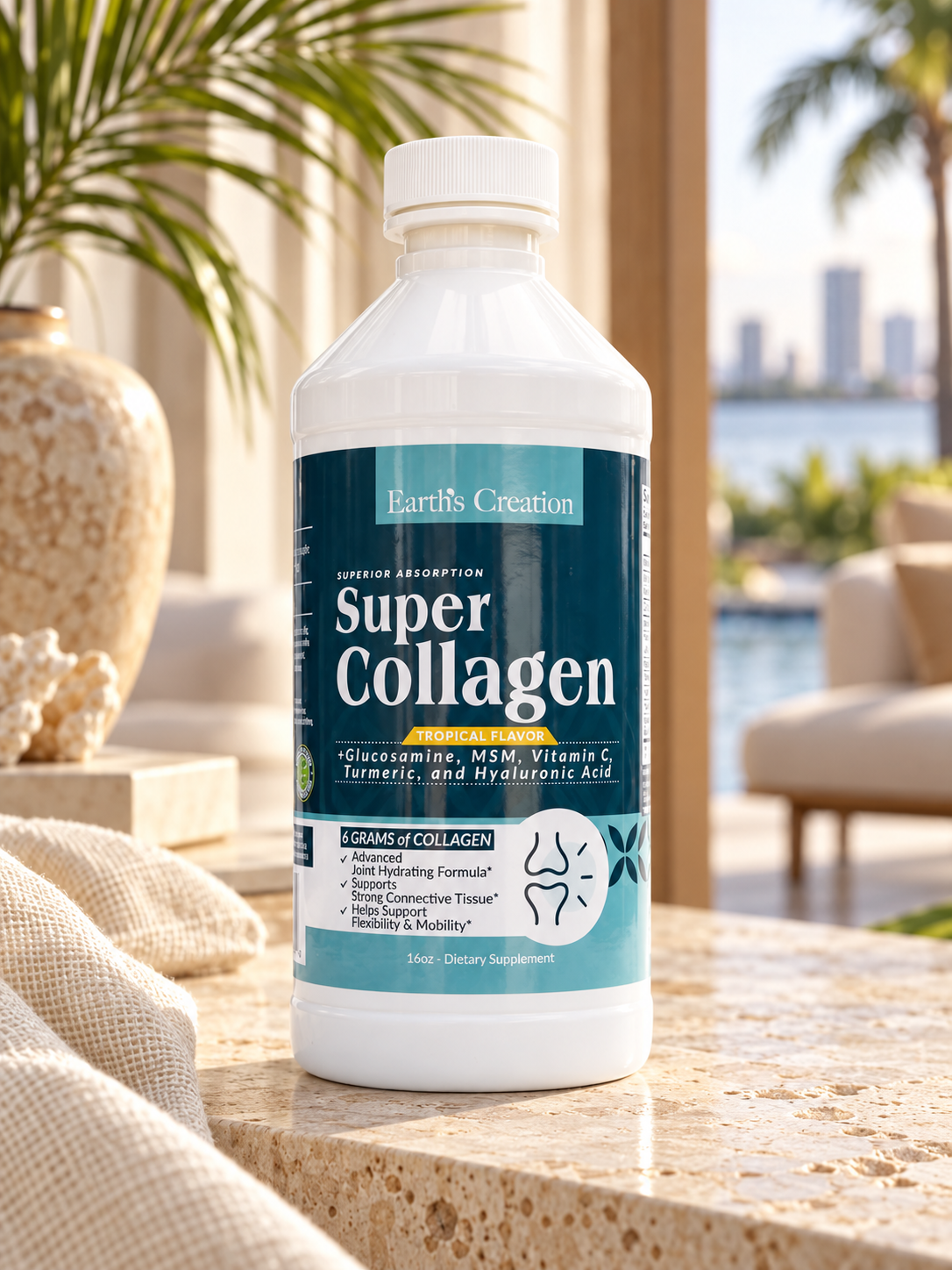 Super Collagen Liquid – Skin, Joint & Mobility Support – Tropical Flavor – 16oz