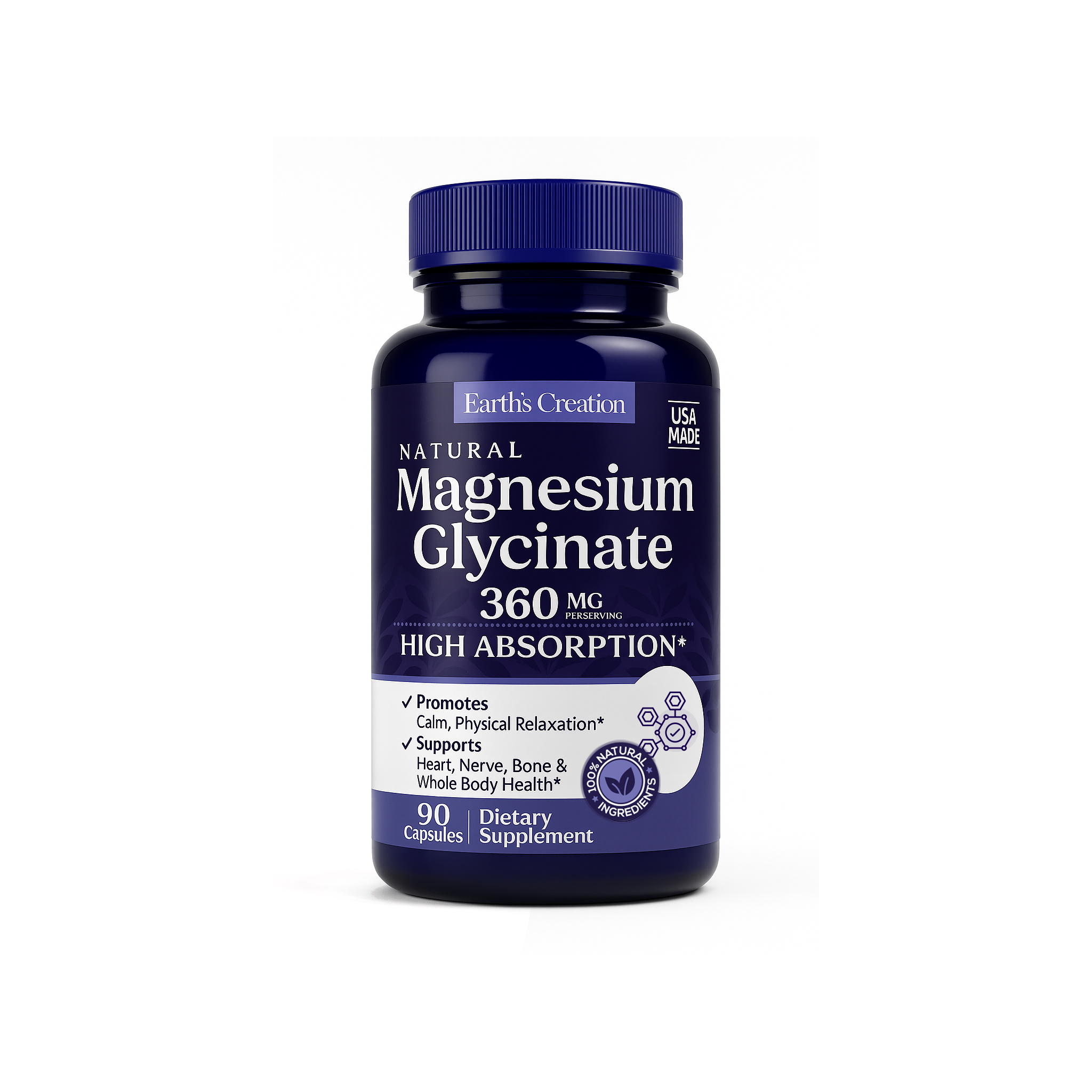 Earth’s Creation Natural Magnesium Glycinate 360 mg